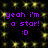 Purple text and smiley face on black background with yellow star-like patterns, repeated in two identical sections.