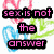 Pixelated text in pink, blue, and green with heart-shaped background elements on white.