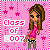 Pixel art of a girl in pink top and gray pants against pink starry background with 'Class of 2007' text, four variations showing different hand positions.