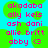 Pixelated text list on cyan background with green circular shapes, pink lettering for names and a heart symbol.