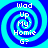 Four identical pixelated spiral patterns with blue and cyan colors, each containing the text "Wad Up My Homie G?" in white block letters.