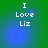 Green background with blue gradient and white text reading "I Love Liz" in four showing animation changes