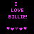 Pixelated text and heart symbols on a black background with pink and purple elements.