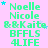 Green text on pink background with blue stars, displaying names and terms in a pattern