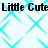 Static image with repeating cyan diamond lattice pattern and black text reading "Little Cute Little Cute" across two horizontal bands.