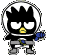 Animated character in white helmet with black spiky hair, yellow beak-like mouth, blue gloves, gray pants, holding a flashlight that changes from small to large cone of light.