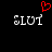 Black background with two identical pixelated 'SLUT' texts in white and a red heart symbol above the left text.