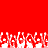 Red background with white pixelated shapes resembling hands or abstract forms at the bottom edge.