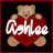 Pixelated static icon of a light brown teddy bear holding a large red heart with white text, set against a black background with a thin red border.