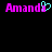 Two identical pink 'Amanda' text icons side-by-side on black background, left icon has cyan heart symbol replacing the dot over 'i'.