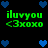 Pixelated green text iluvyou <3xoxo surrounded by blue hearts on black background, with heart arrangement changing across frames.