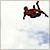 Animated sequence of a brown-skinned figure in dark blue shorts performing acrobatic flips against a cloudy sky, with a static lower section showing the number '2' on a dark background.