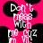 Pixelated pink background with black circular shapes and white text reading "Don't mess with my GIZ" in a blocky font.