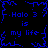 Blue pixelated text and lightning-like patterns on a black background, repeating 'Halo 3 is my life' in four quadrants.