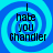 Four identical blue spiral backgrounds with black text reading "I hate you Chandler" arranged in a
