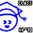 Blue line-drawn character with graduation cap, smiling face, and closed eyes in repeating pattern on white background