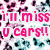 Pink text 'i'll miss u cars!!' and cyan '<33' over a white background with pink, black, and teal leopard spots.