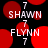 red circular shapes on black background with white text reading SHAWN, FLYNN, and 7 in a repeating pattern
