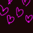 Animated pattern of pink hearts on dark background with repeated text , showing sequential changes in text content