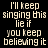 Pixelated text displays 'I'll keep singing this lie if you keep believing it' across four with green highlight changes on different lines