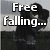 Black-and-white animated icon shows a figure in motion with text "Free falling..." overlaid on four