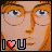 Pixelated face with light brown hair and glasses, displaying 'I❤U' text below in purple outline font.