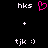 Static pixel art displays two identical side-by-side with black background, white text, and a central pink heart symbol