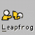 Yellow cartoon figure with white head and hand gestures in multiple poses above gray background, each labeled "Leapfrog".