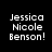 Four quadrants display identical text 'Jessica Nicole Benson!' in pixelated white font against varying red and black backgrounds.
