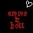 A black background displays a white pixelated heart above red pixelated text reading 'emms is bott' in two identical side-by-side