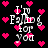 Pixelated animation of white text 'I'm Falling for You' over black background with pink hearts, each frame showing slight shifts in heart positions.