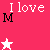 Pixelated pink background with white and black text 'I love M', 'I love MA', 'I love MAc' and star symbols in static and animated states.