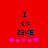 Red background with dark blue text and pink stars; two identical static frames show 'I <3 ZEKE' above five pink stars.
