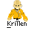 A static contact sheet of two pixelated Krillen buddy icons with text promoting 'badassbuddy.com' on a gray background.