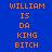 Four display orange pixelated text 'WILLIAM IS DA KING BITCH' on blue, purple, red, and dark purple backgrounds