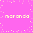 Pixelated pink background with scattered yellow dots and repeated text 'maranda' in yellow pixel font.