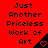 Red background with black pixelated text reading "Just Another Priceless Work of Art" and a small red heart symbol in the bottom-right corner.