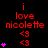 Red text 'i love nicolette' with '<3' symbols and pink stars on black background, showing animation variations of star count.