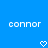 Blue background with two identical white pixelated text strings 'connor' and two white pixelated heart symbols below them.