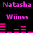 Pixelated pink text and bar graphs on black background, alternating between 'Natasha'/'Wiinss' labels with changing horizontal bars.