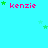 A static image with a bright cyan background featuring repeated pink text 'kenzie' and scattered green star shapes.