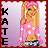 A static icon features a pixelated anime-style character with long blonde hair and a pink outfit against a gradient background, with vertical text reading "KATE" on the left.