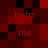 Red pixelated with repeated text 'help me' in lighter red, arranged in four quadrants with black and dark red squares