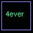 Four square display text-based icons with colored borders on black backgrounds, each containing distinct pixelated text