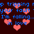 Pixelated blue text and pink hearts on dark background with animated heart movement.