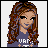 A pixelated contact sheet showing two frames of an animated buddy icon: a cartoon woman with long brown hair wearing a purple shirt on the left, and blue background text reading "Athletic" on the right.