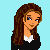 A 4x4 contact sheet of a pixel art animated icon featuring the name "KATIE" and character elements, displayed on a light blue background with dark blue grid sections.