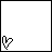 Animated pixel art sequence showing a heart icon transforming from black outline to purple fill, with text appearing in pink and blue across frames.