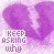 identical purple heart-shaped icons with text "I KEEP ASKING WHY" in white pixelated font, each icon featuring a subtle animation where the 'Y' in 'WHY' changes color from pink to white
