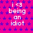 Static image with repeating text on a pink background patterned with blue stars.